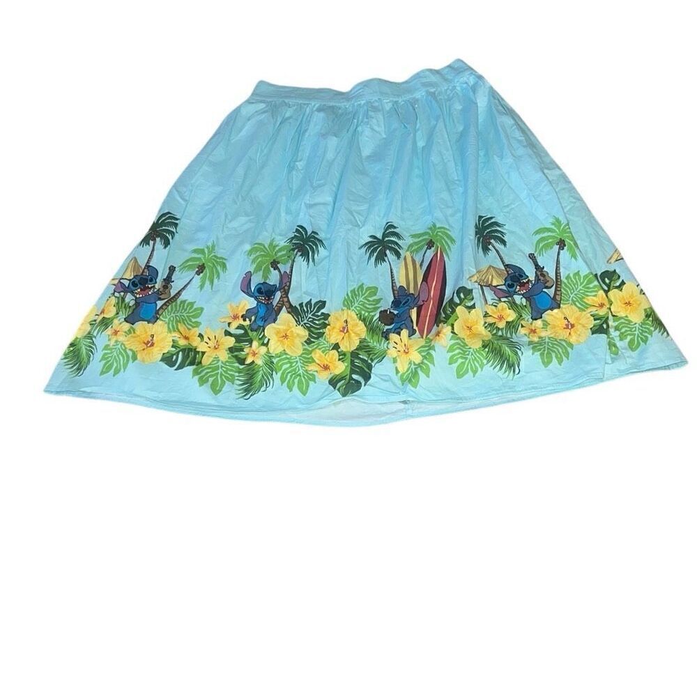 Disney Lilo & Stitch Border Print Retro Circle Skirt Hawaiian Womens size XL